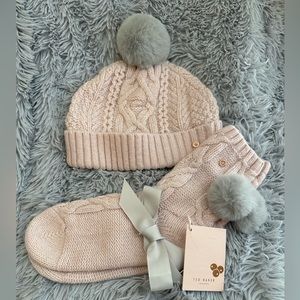 Ted Baker Knit Beanie & Sock Set With Pom Poms